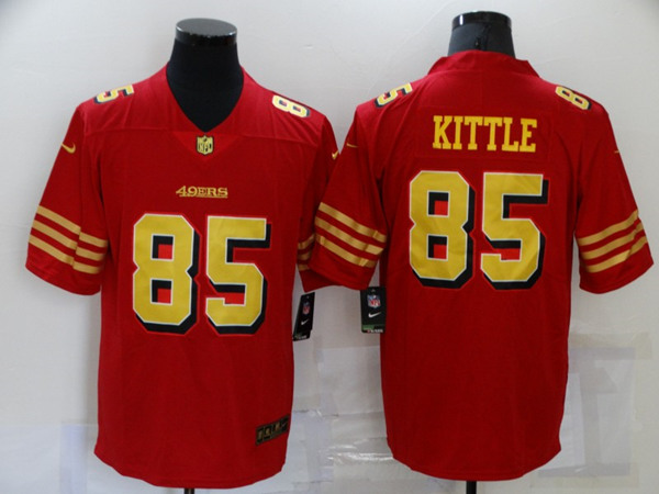 Men's San Francisco 49ers #85 George Kittle Red Gold Vapor Untouchable Limited Stitched Jersey
